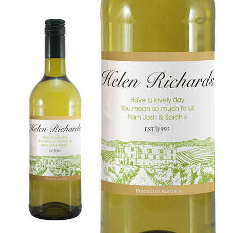 Personalised Free Text Vineyard White Wine - Wine at Gift Moments