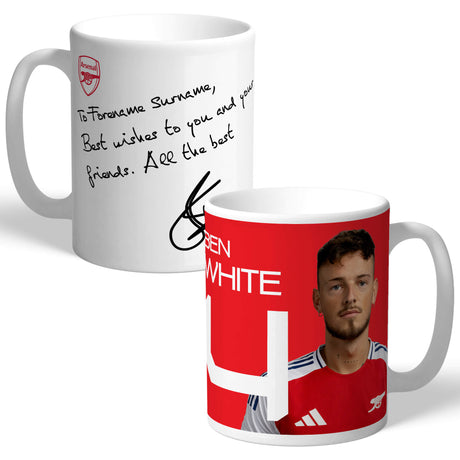 Personalised Arsenal FC White Autograph Mug - Mugs at Gift Moments