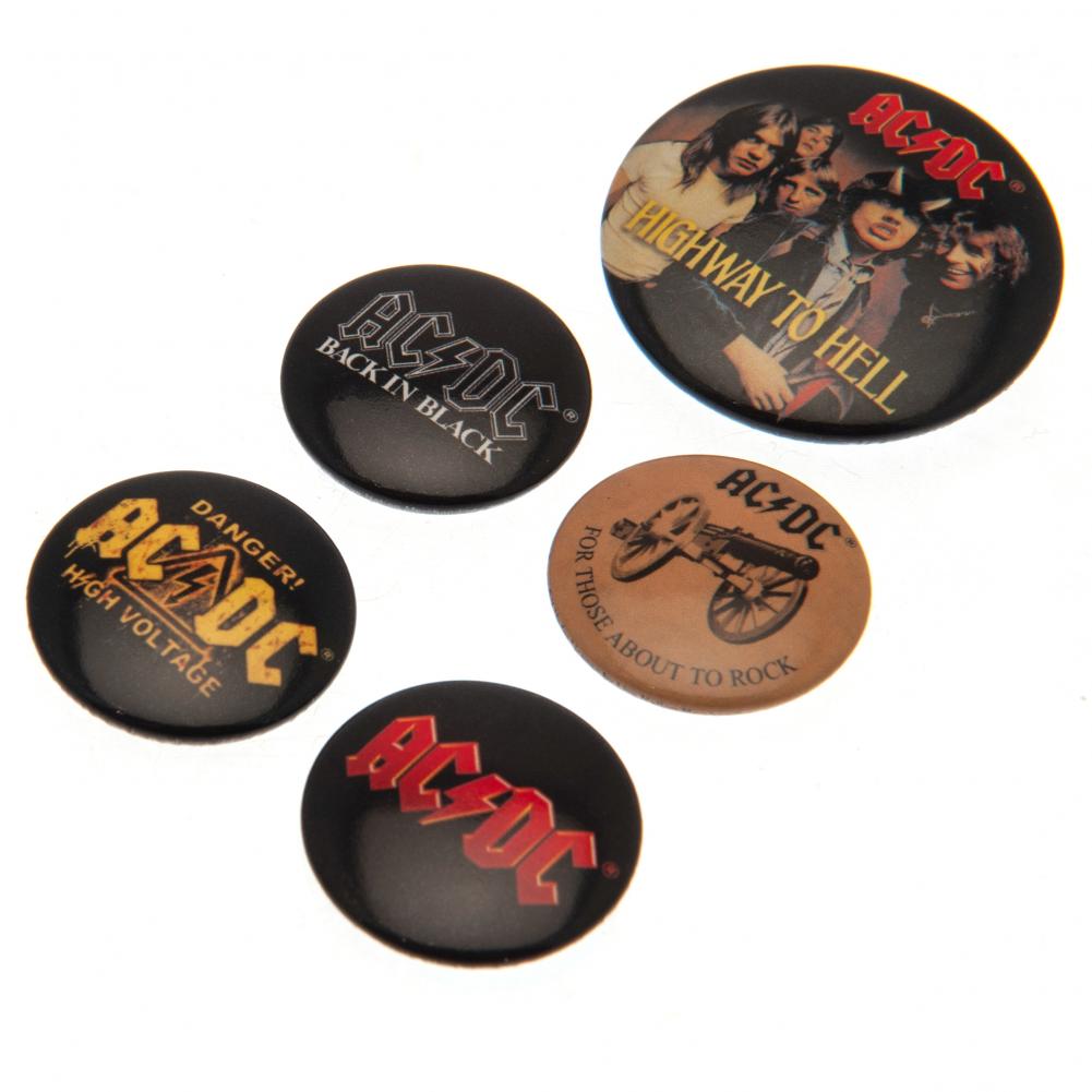 AC/DC Button Badge Set - 5 Assorted Badges: 3 - Badges By AC/DC