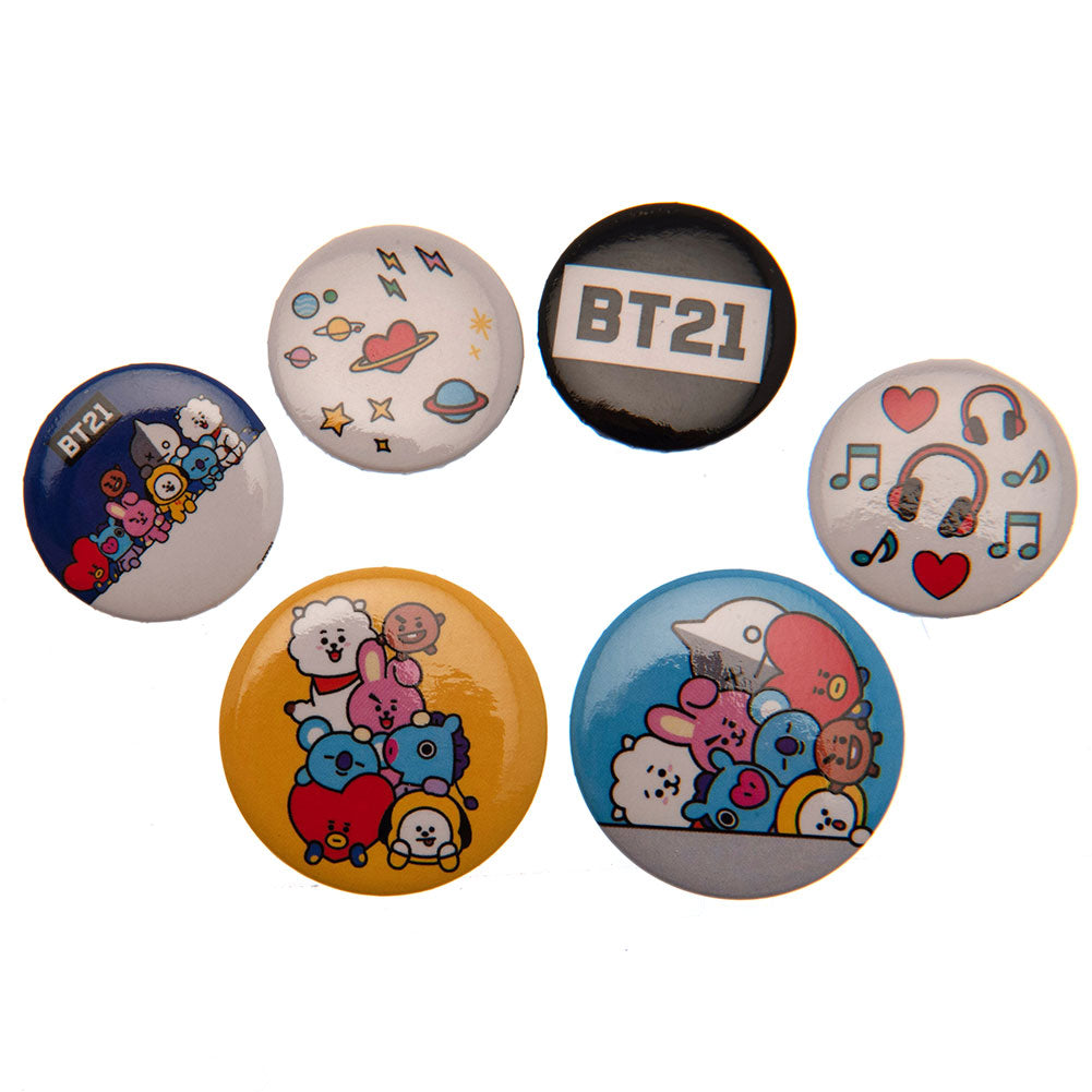 BT21 Badge Set - 6 Assorted Designs: 1 - Badges By BT21