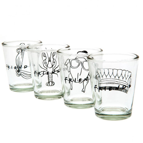 Friends 4pk Shot Glass Set: Unique Doodle Designs - Glassware at Gift Moments