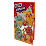 Colourful Pokemon Birthday Card Featuring Pikachu, Squirtle, Bulbasaur and Charmander - Greeting Cards at Gift Moments