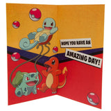 Colourful Pokemon Birthday Card Featuring Pikachu, Squirtle, Bulbasaur and Charmander - Greeting Cards at Gift Moments