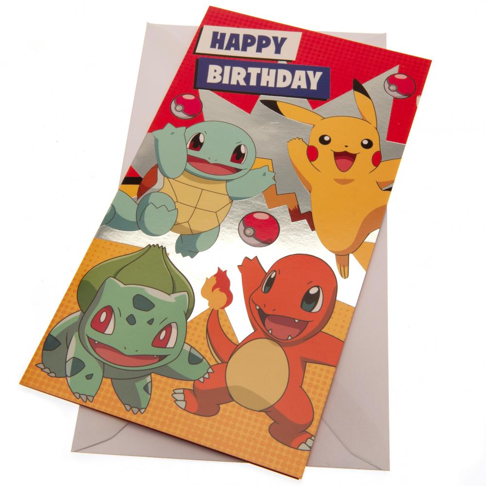 Colourful Pokemon Birthday Card Featuring Pikachu, Squirtle, Bulbasaur and Charmander Default Title - Greeting Cards at Gift Moments