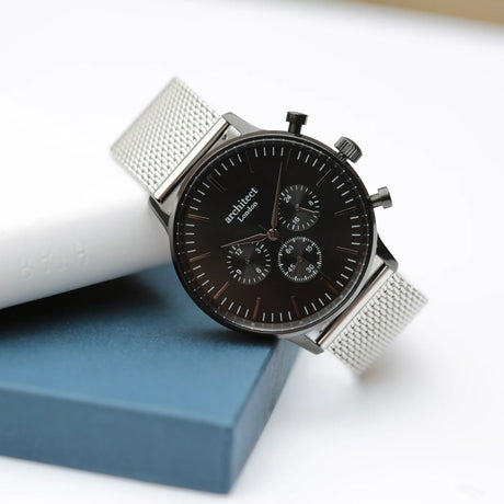 Personalised Men's Architect Motivator Watch Silver Mesh - Watches at Gift Moments