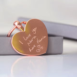 Personalised Handwriting Heart Keyrings Rose Gold - Keyrings at Gift Moments