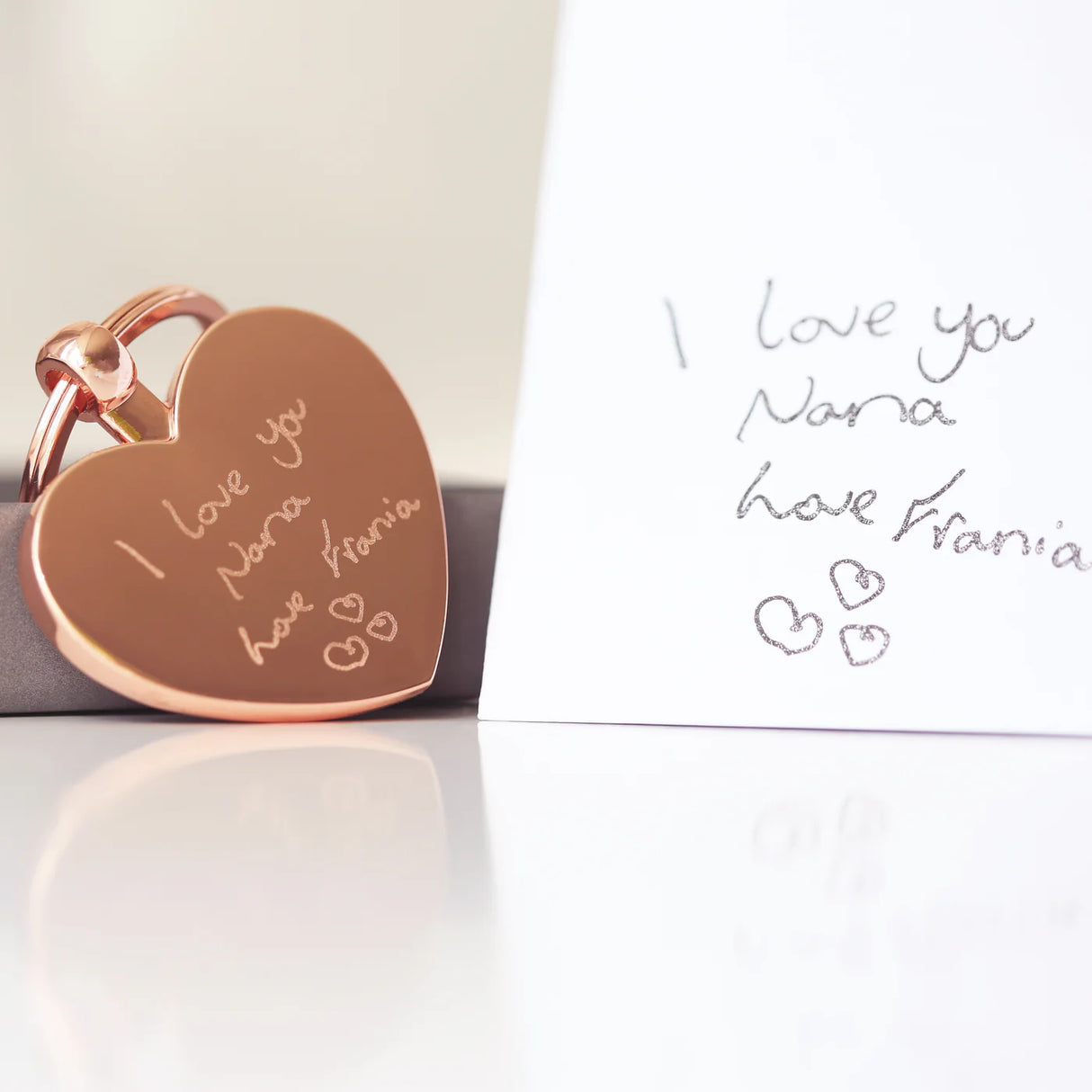 Personalised Handwriting Heart Keyrings - Keyrings at Gift Moments