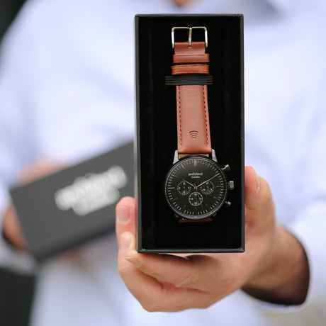 Personalised Men's Architect Motivator Walnut Contactless Payment Watch - Watches at Gift Moments