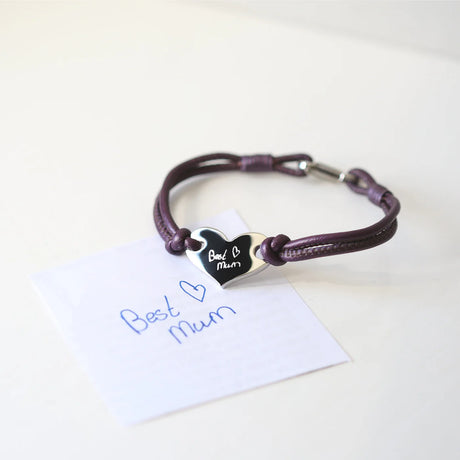 Personalised Handwriting Ladies Heart Bracelet in Berry - Bracelets at Gift Moments