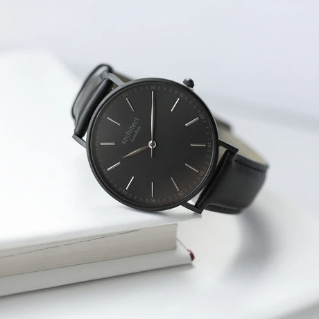 Bespoke Men's Architect Minimalist Watch Jet Black - Watches at Gift Moments