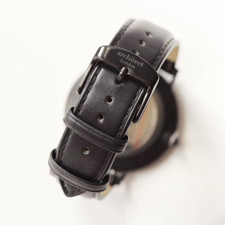 Contactless Payment Watch - Men's Minimalist + Jet Black Strap + Modern Font Engraving - Wear We Met