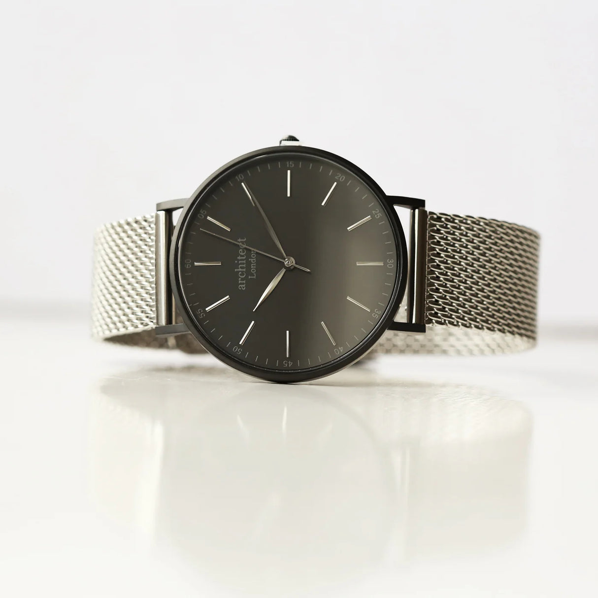 Personalised Men's Architect Minimalist Watch Silver Mesh - Watches at Gift Moments