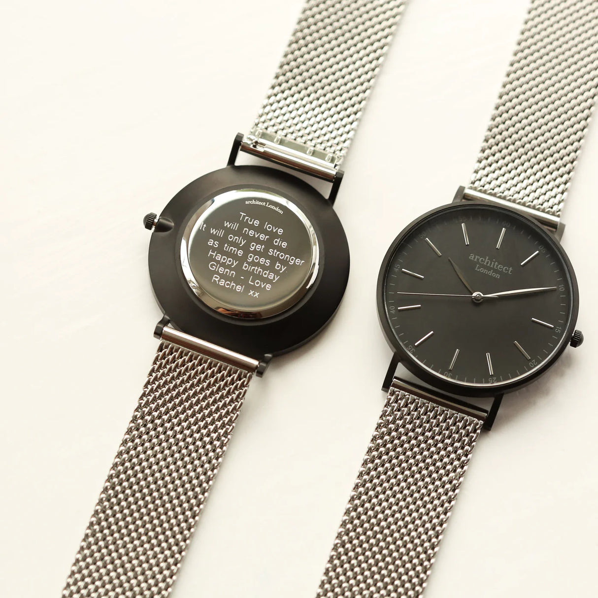 Personalised Men's Architect Minimalist Watch Silver Mesh - Watches at Gift Moments