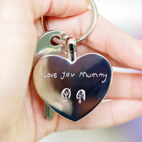 Personalised Handwriting Heart Keyrings - Keyrings at Gift Moments