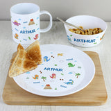 Personalised Dinosaur Plastic Breakfast Set Default Title - Tableware at Gift Moments