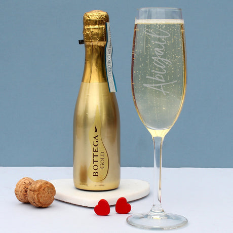 Personalised Name Only Flute & Mini Gold Bottega Prosecco Set Default Title - Alcohol Sets at Gift Moments