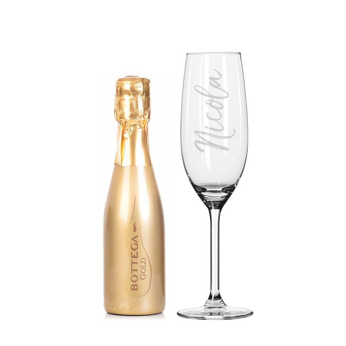 Personalised Flute & Gold Bottega Prosecco Set: 3 - Alcohol Sets By Gift Moments