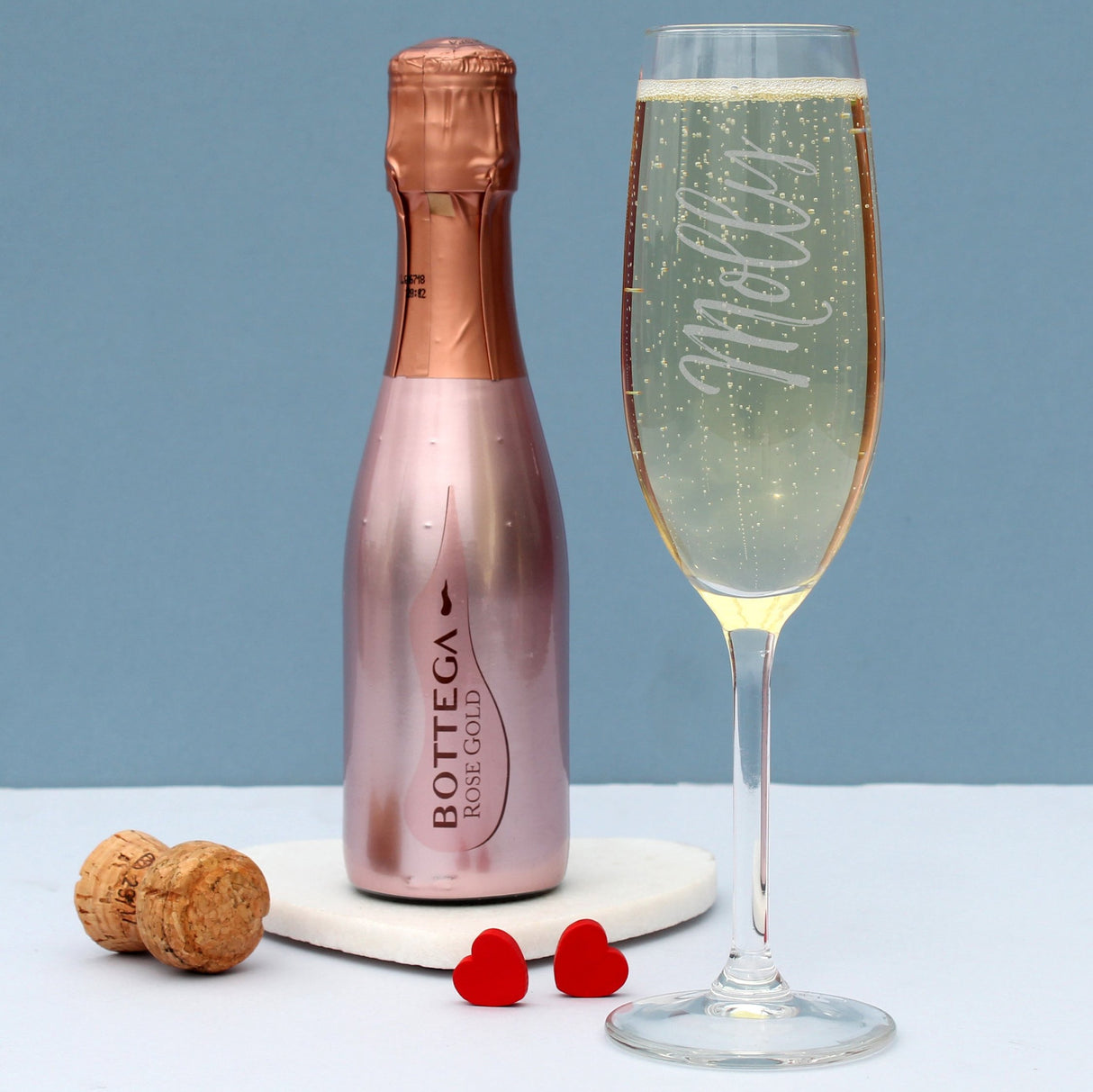 Personalised Flute & Mini Rose Prosecco Set: 1 - Alcohol Sets By Gift Moments