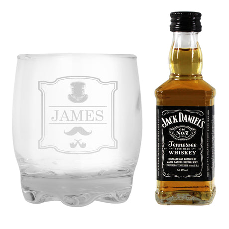 Personalised Gentlemans Tumbler and Whiskey Miniature Set - Alcohol Sets at Gift Moments