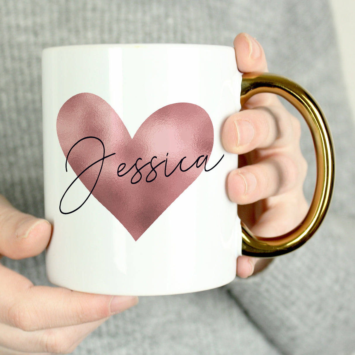 Personalised Heart Gold Handled Mug Default Title - Mugs at Gift Moments