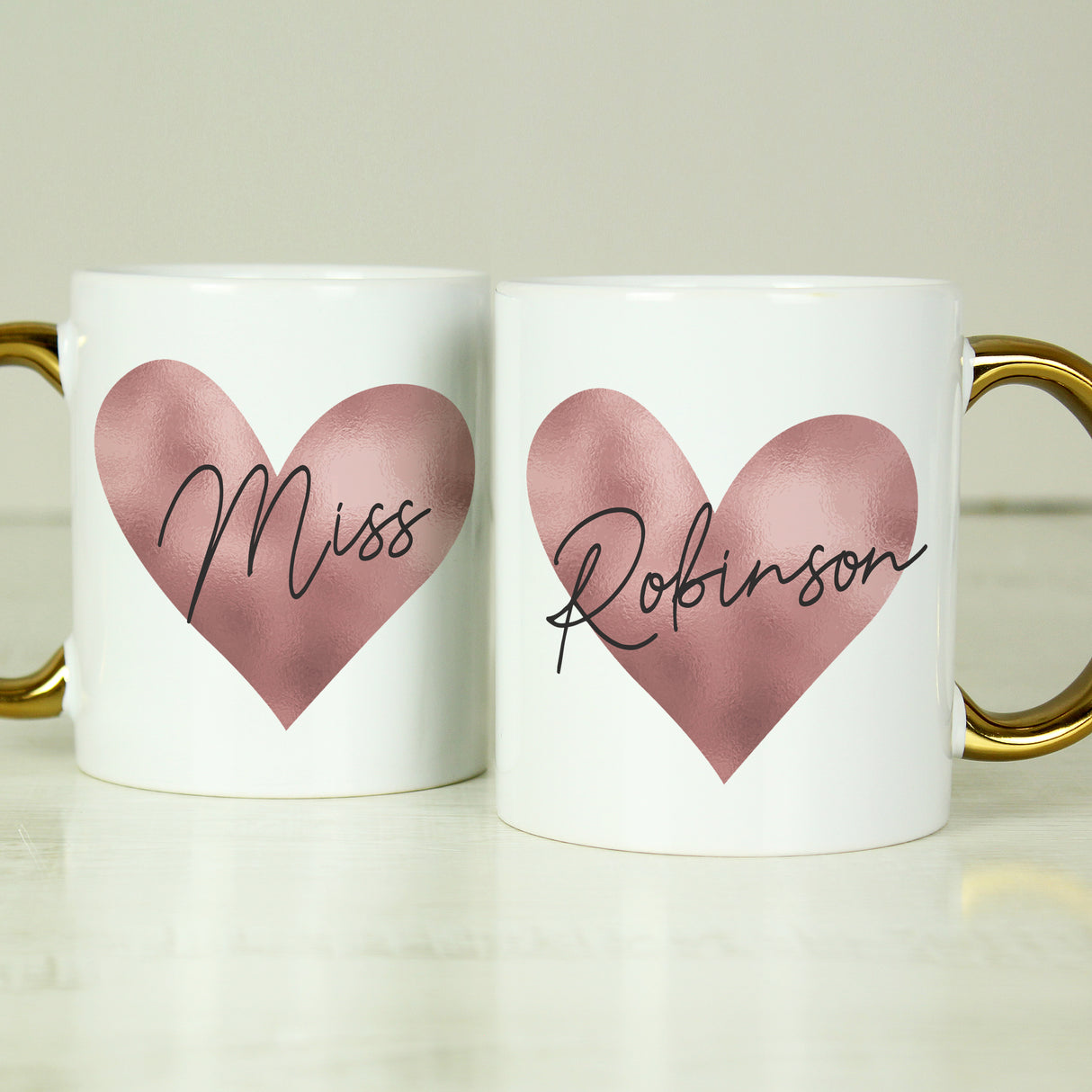 Personalised Heart Gold Handled Mug - Mugs at Gift Moments