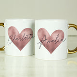 Personalised Heart Gold Handled Mug - Mugs at Gift Moments