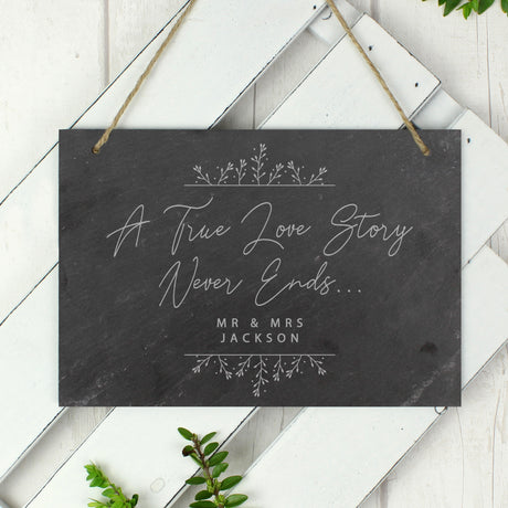 Personalised True Love Story Hanging Large Slate Sign - Signs & Plaques at Gift Moments