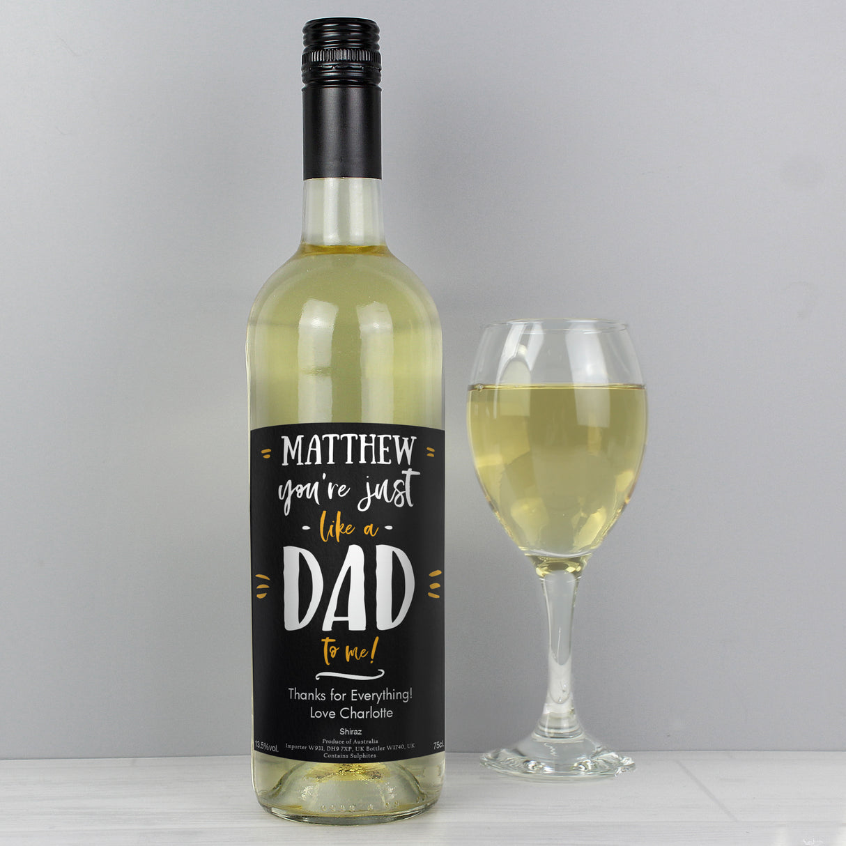 Personalised Like A Dad To Me White Wine - Wine at Gift Moments