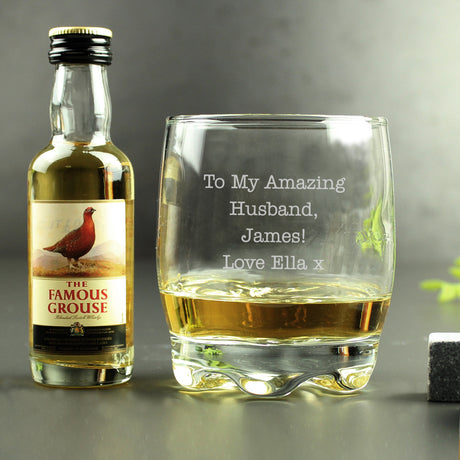 Personalised Free Text Tumbler and Whiskey Miniature Set - Alcohol Sets at Gift Moments