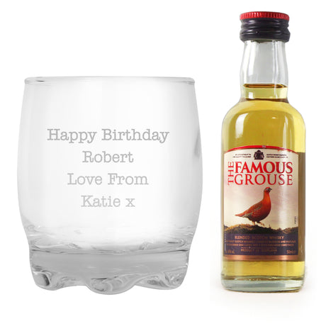 Personalised Free Text Tumbler and Whiskey Miniature Set - Alcohol Sets at Gift Moments