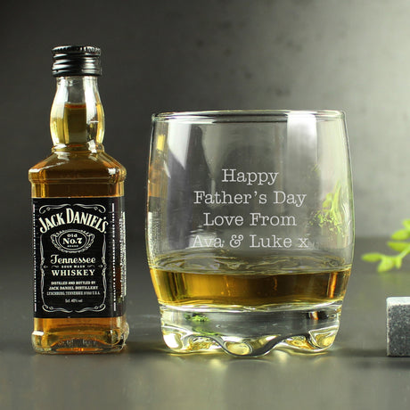 Personalised Free Text Tumbler and Whiskey Miniature Set - Alcohol Sets at Gift Moments