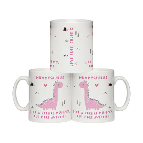 Personalised More Awesome Pink Dinosaur Mug - Mugs at Gift Moments