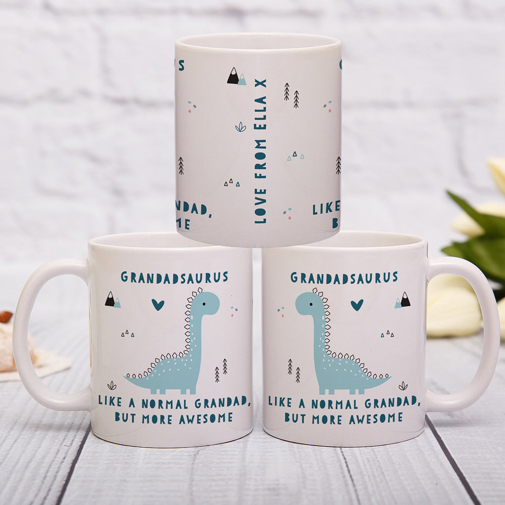 Personalised More Awesome Blue Dinosaur Mug Default Title - Mugs at Gift Moments