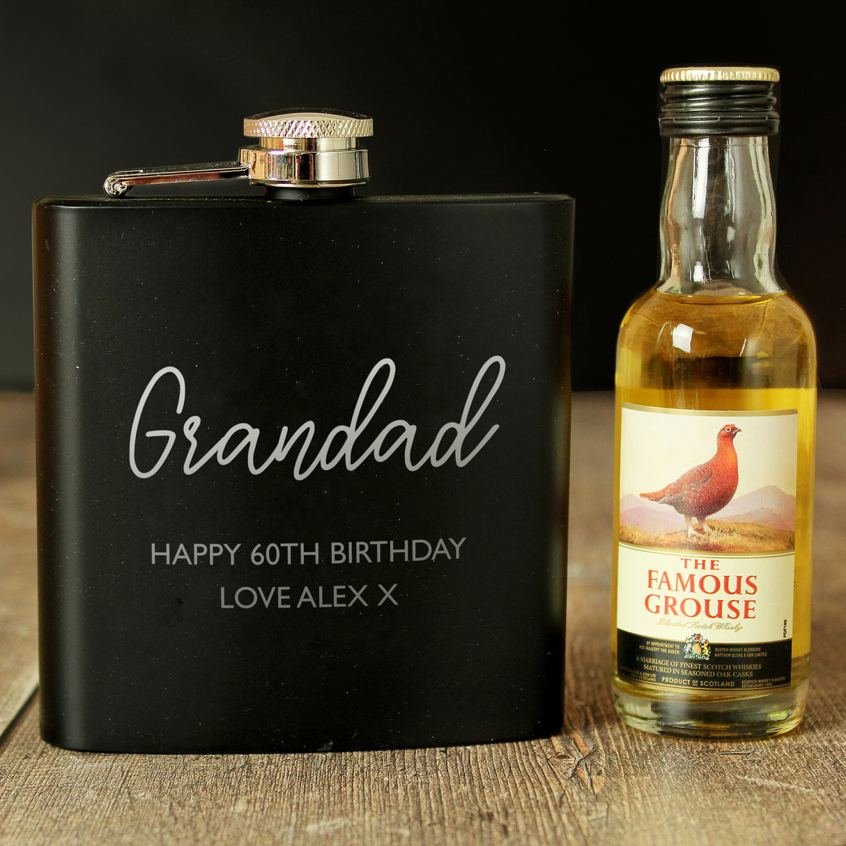 Personalised Hip Flask and Whisky Miniature Set: 2 - Alcohol Sets By Gift Moments