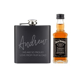 Personalised Hip Flask and Whisky Miniature Set: 3 - Alcohol Sets By Gift Moments