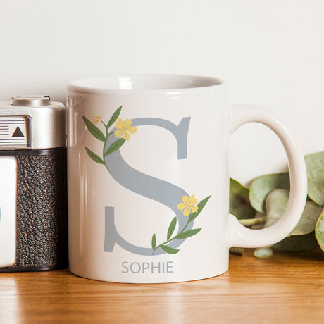 Personalised Floral Initial Mug - Mugs at Gift Moments