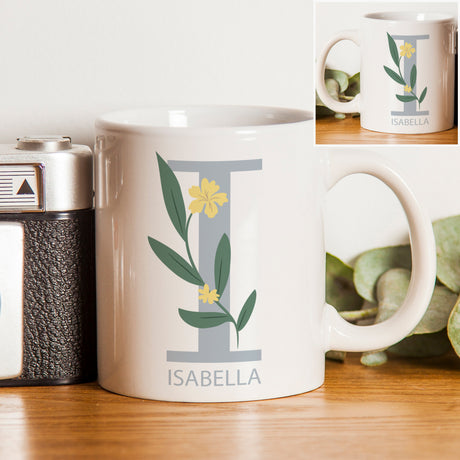 Personalised Floral Initial Mug - Mugs at Gift Moments