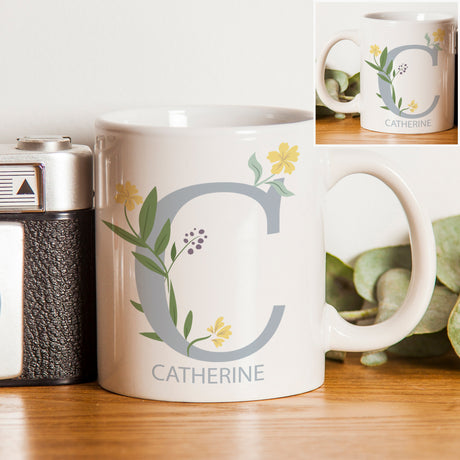 Personalised Floral Initial Mug - Mugs at Gift Moments