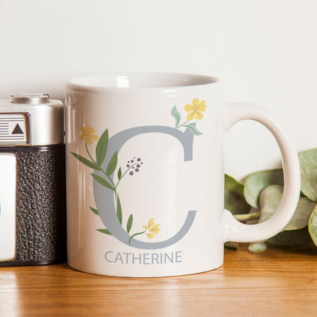 Personalised Floral Initial Mug - Mugs at Gift Moments