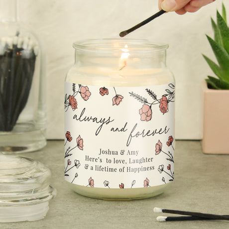 Personalised Always & Forever Large Scented Jar Candle - Candles at Gift Moments