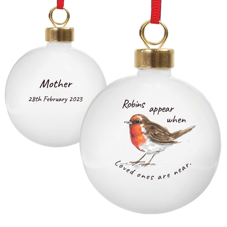 Personalised Robins Appear Bauble - Christmas Baubles at Gift Moments