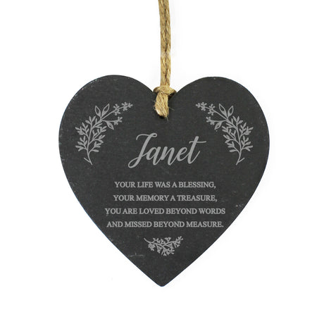 Personalised Memorial Slate Heart - Decorations at Gift Moments