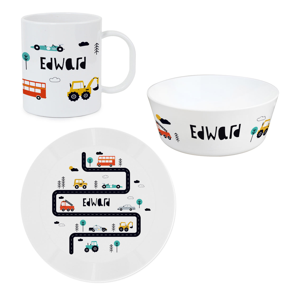 Personalised Little Car Plastic Breakfast Set - Tableware at Gift Moments