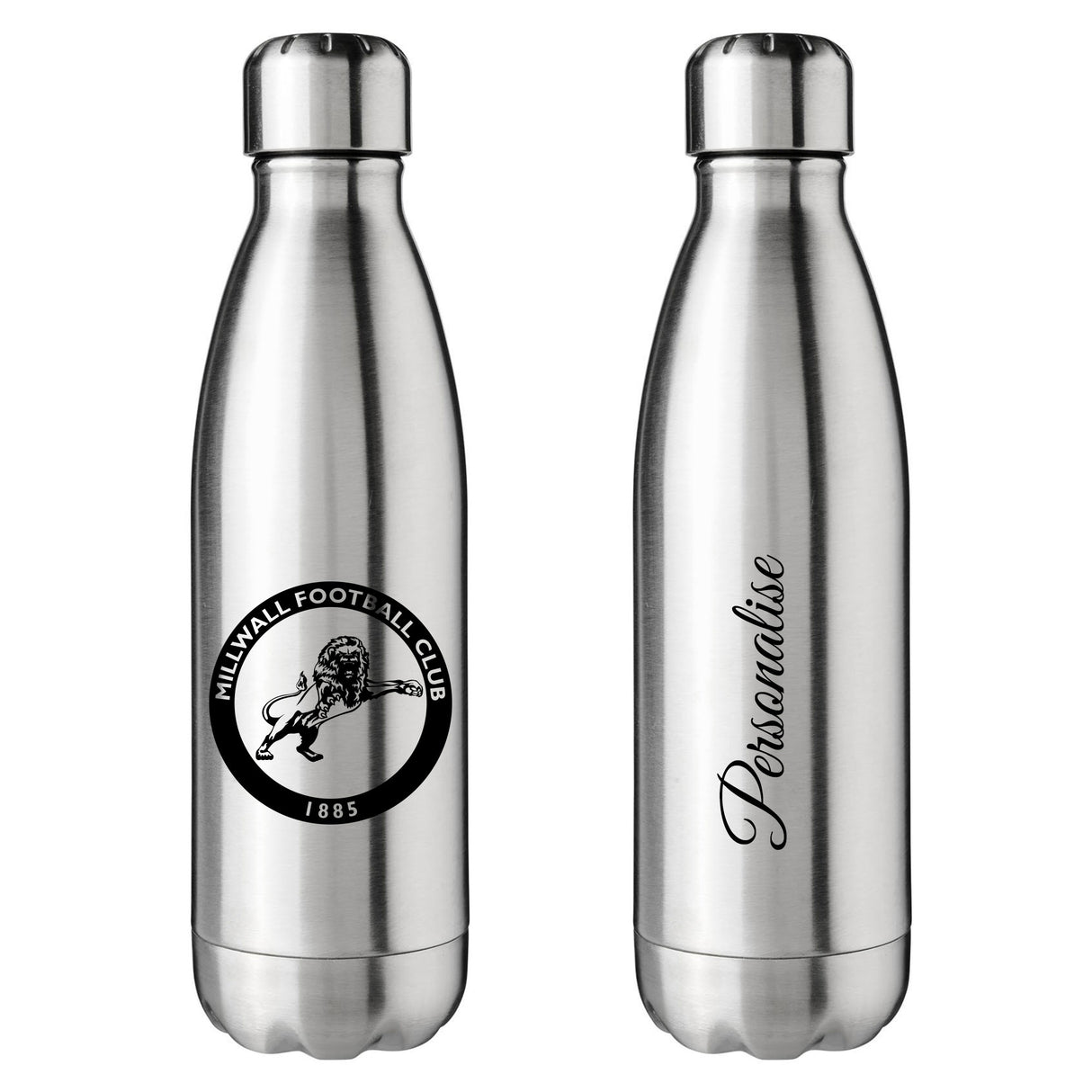 Personalised Millwall FC Crest Silver Insulated Water Bottle - Water Bottles at Gift Moments