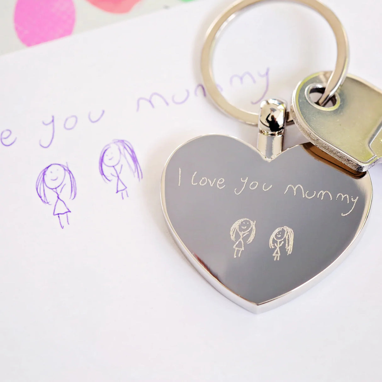 Personalised Handwriting Heart Keyrings Silver - Keyrings at Gift Moments