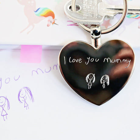 Personalised Handwriting Heart Keyrings - Keyrings at Gift Moments