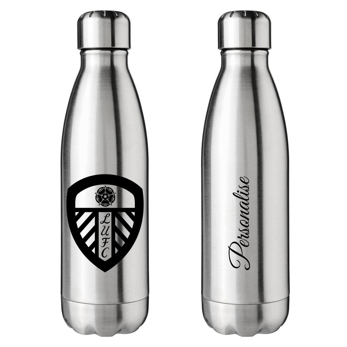 Personalised Leeds United FC Crest Silver Insulated Water Bottle - Water Bottles at Gift Moments