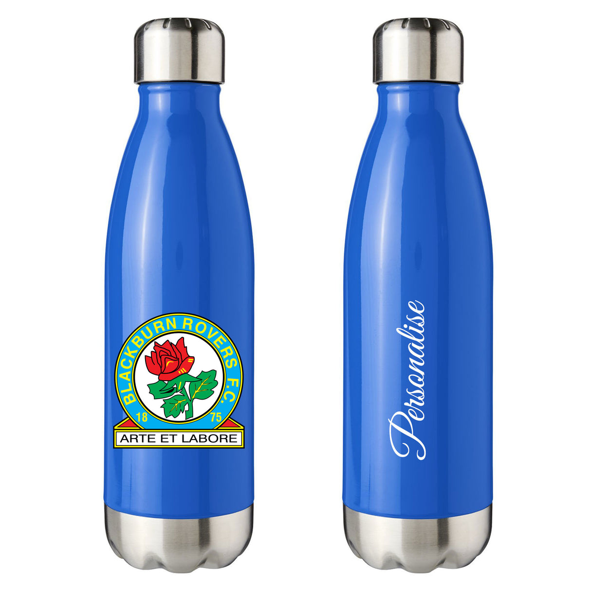 Personalised Blackburn Rovers FC Crest Blue Insulated Water Bottle - Water Bottles at Gift Moments