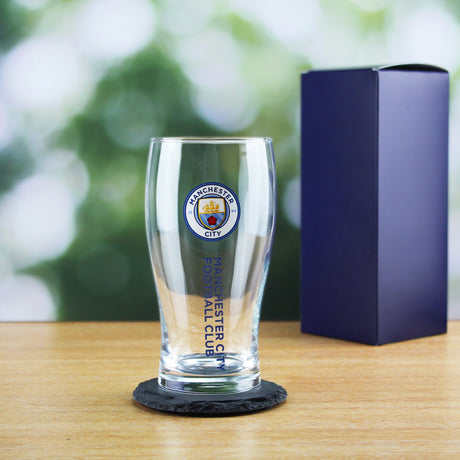 Engraved Manchester City 20oz Tulip Pint Glass, Gift Boxed Image 3