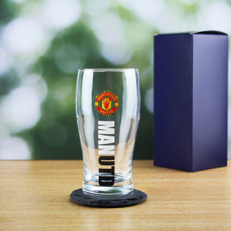 Engraved Manchester United 20oz Tulip Pint Glass, Gift Boxed Image 3